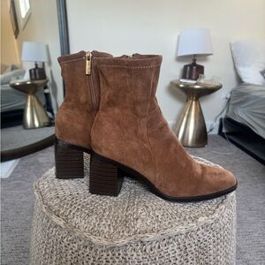 Anne Klein Tan Suede Ankle Booties